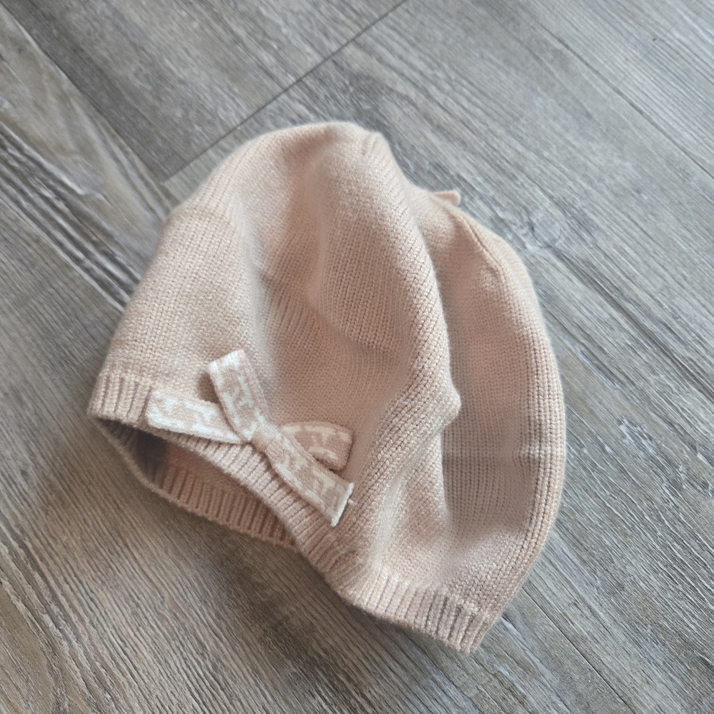 Toddler Girls Soft Knit Bow Beanie - Light Pink